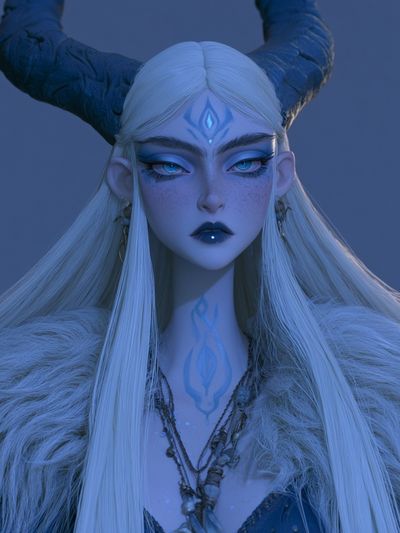 Horned Fantasy Portrait Poster. poster