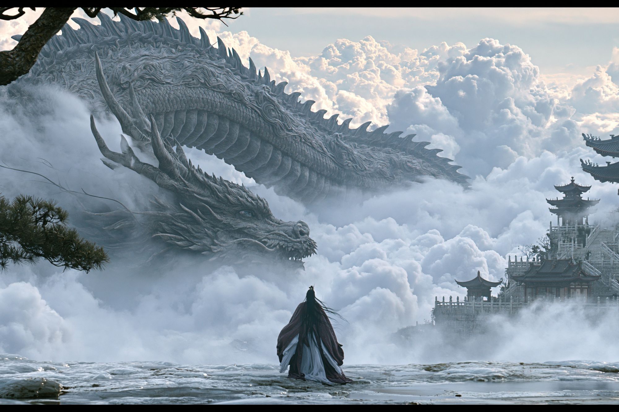 Celestial Dragon Temple Poster. poster — illustration art
