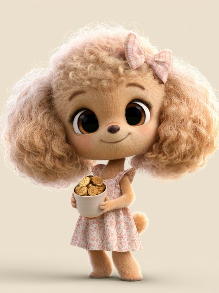 Cute Poodle Girl Illustration Poster. poster detail