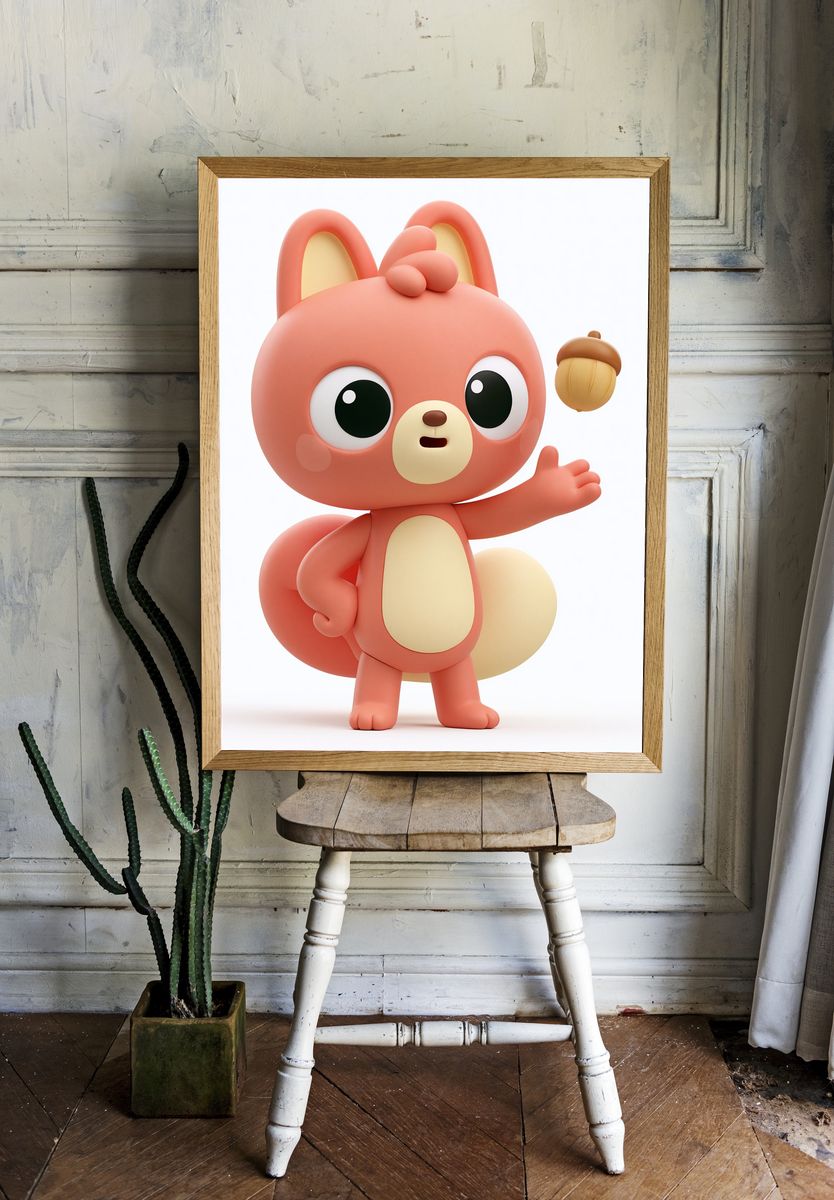 Cute Squirrel Character Illustration Poster. room preview
