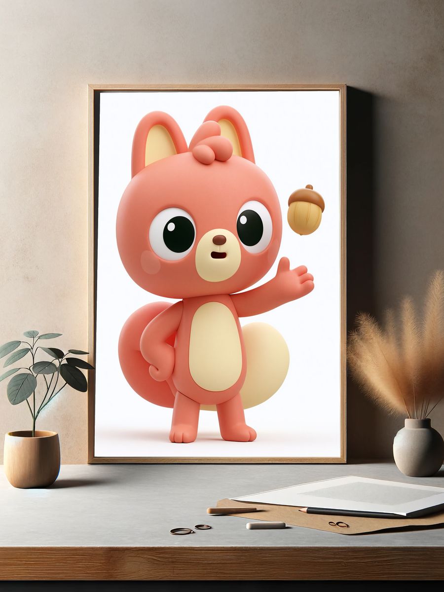 Cute Squirrel Character Illustration Poster. — room view 2