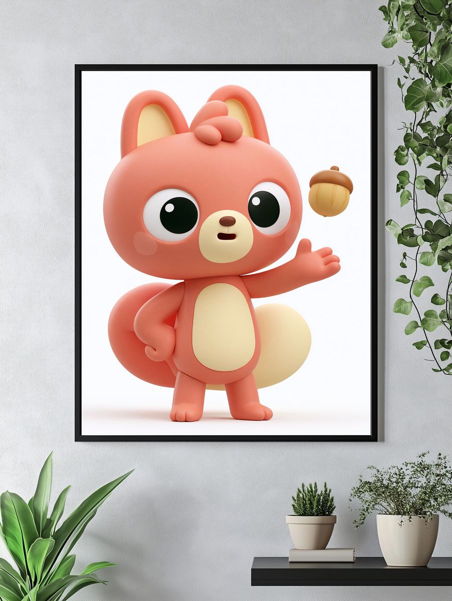 Cute Squirrel Character Illustration Poster. — room view 4
