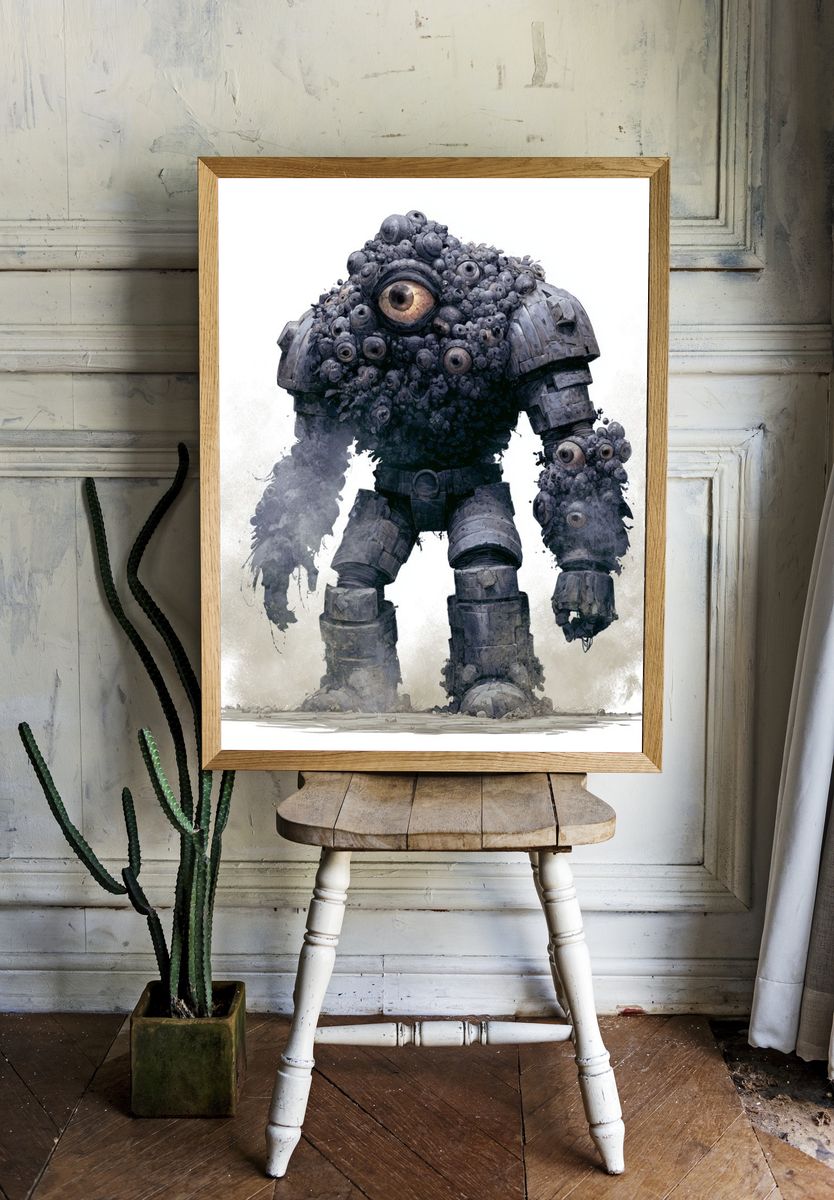 Cyclopean Robot Digital Art Poster. room preview