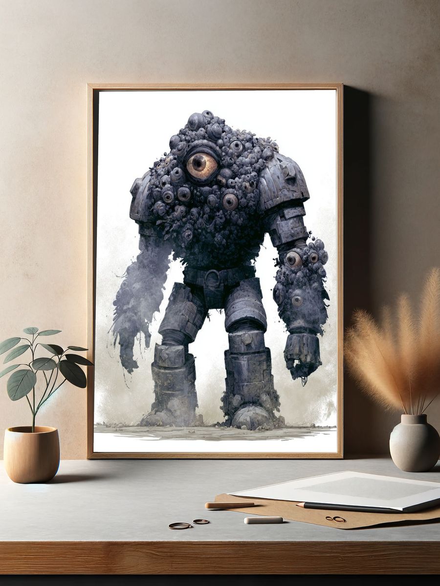 Cyclopean Robot Digital Art Poster. — room view 2
