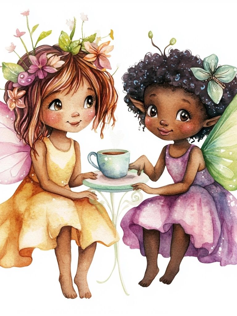 Fairy Tea Party Illustration Print. poster — illustration art