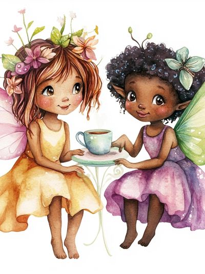 Fairy Tea Party Illustration Print. poster