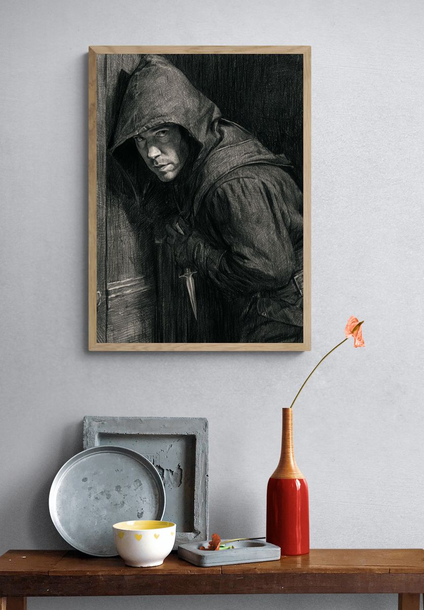 Hooded Assassin Sketch Poster. — room view 3
