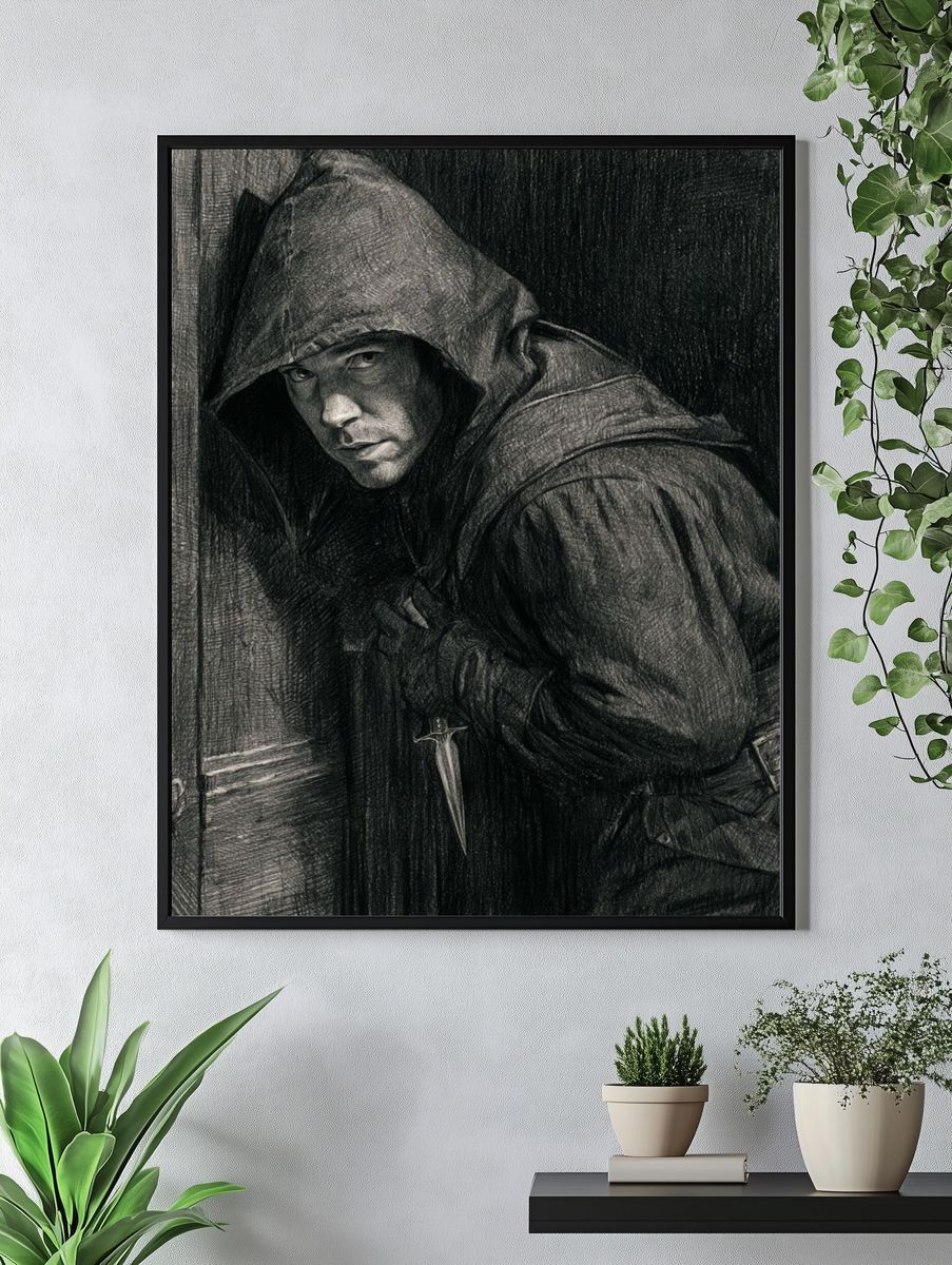 Hooded Assassin Sketch Poster. — room view 4
