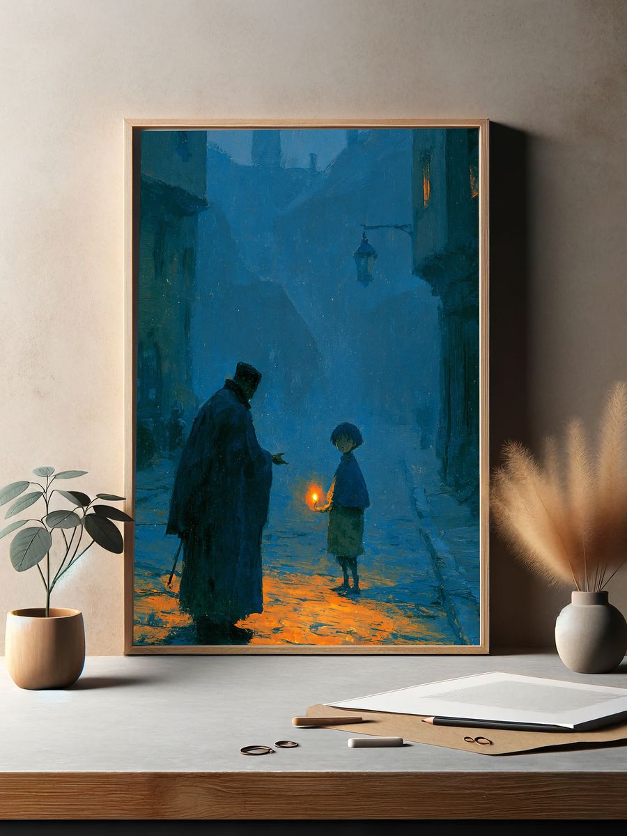 Lantern Alley Scene Illustration Poster. — room view 2