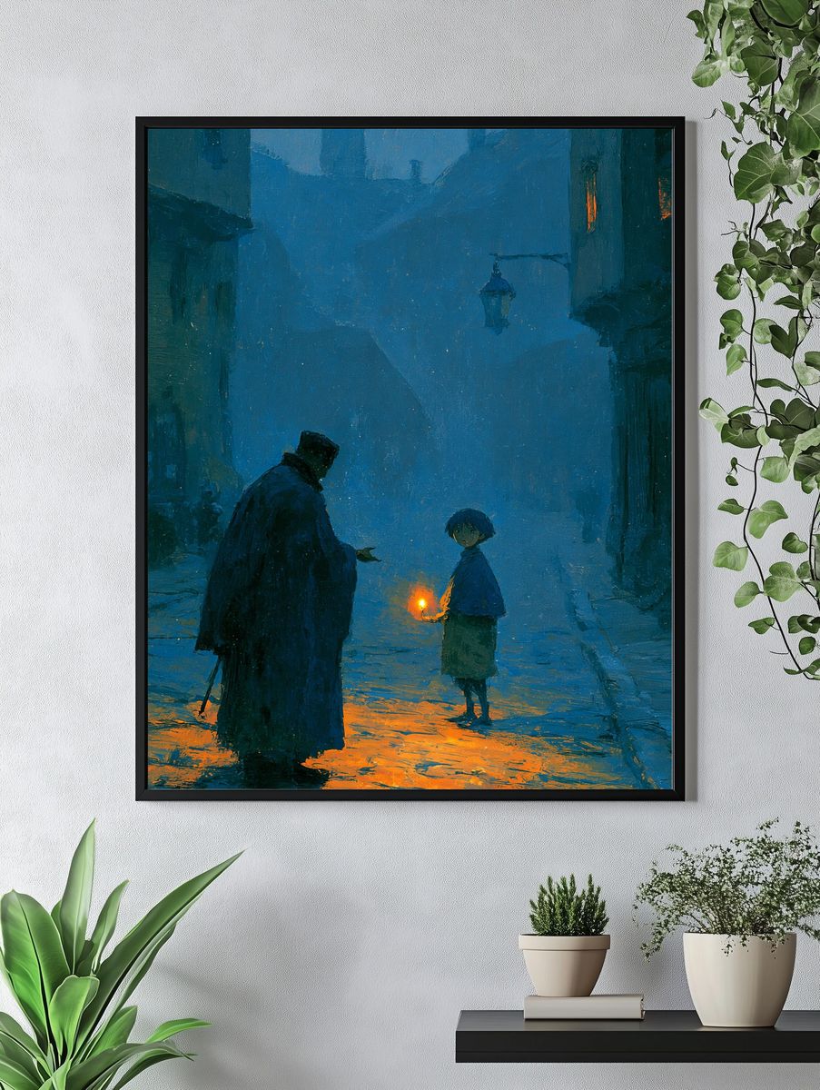 Lantern Alley Scene Illustration Poster. — room view 4