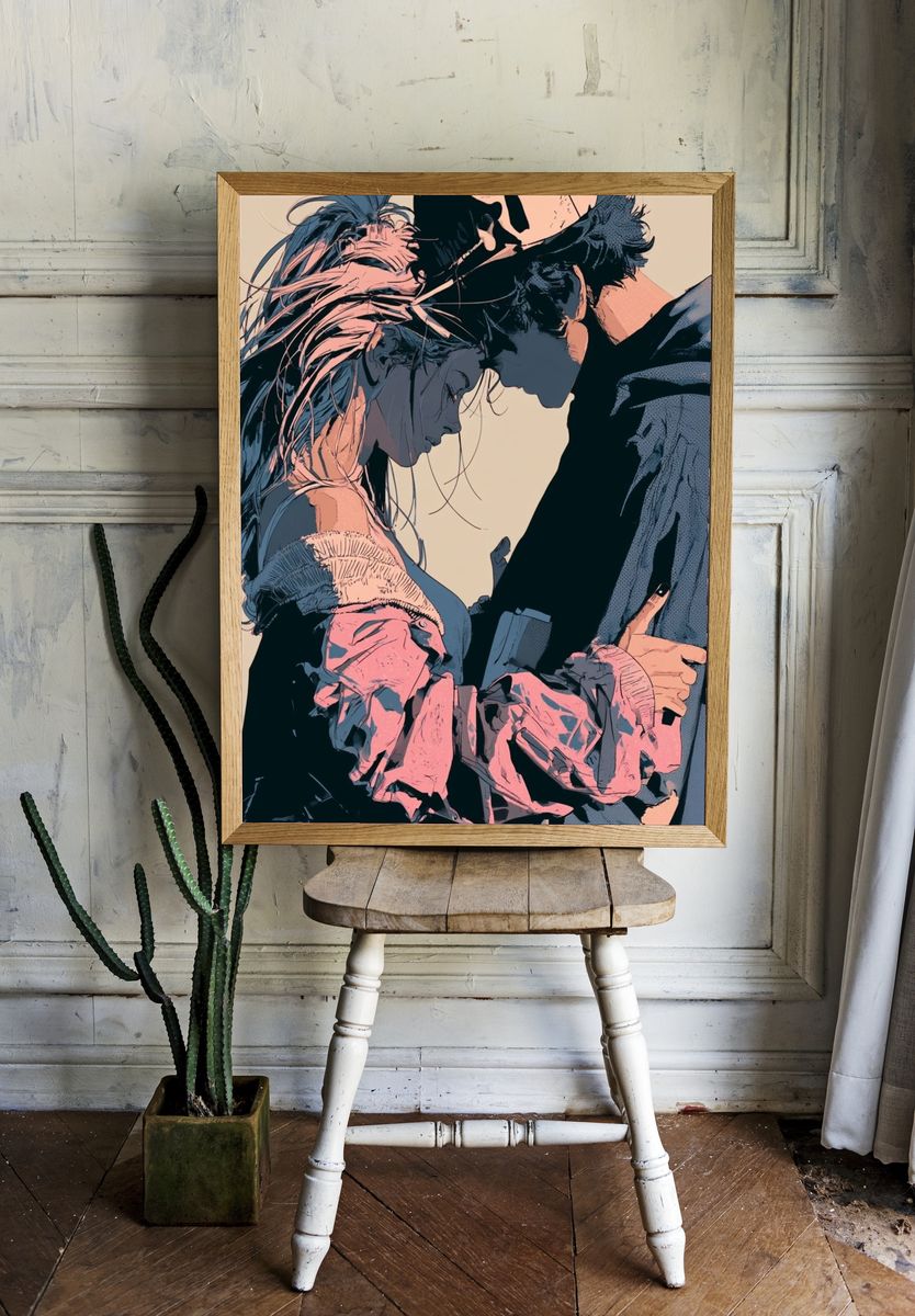 Intimate Couple Illustration Poster. — room view 1