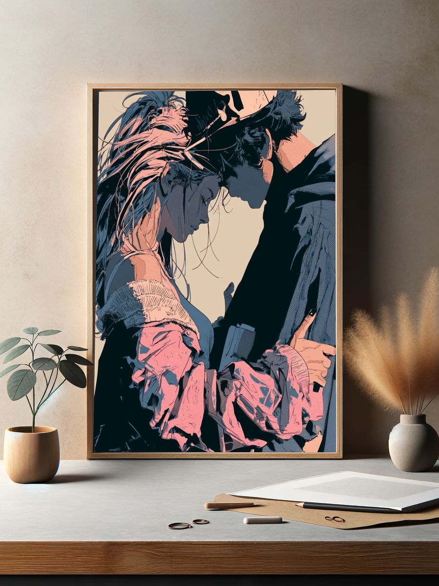 Intimate Couple Illustration Poster. — room view 2