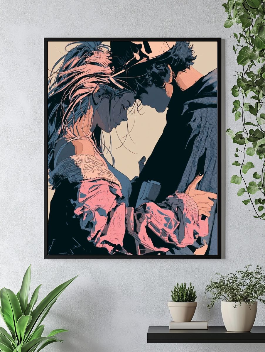 Intimate Couple Illustration Poster. — room view 4