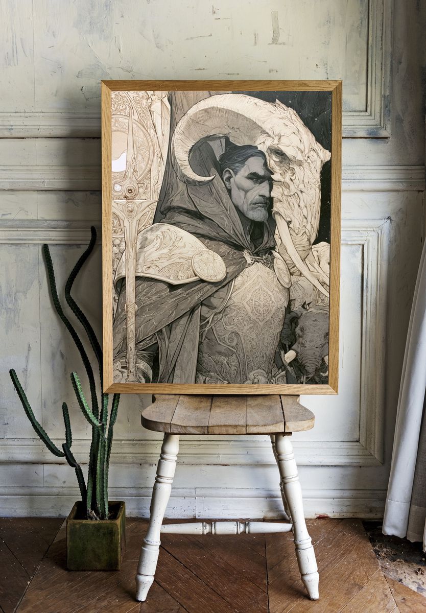 Fantasy Warrior Portrait Print. — room view 1