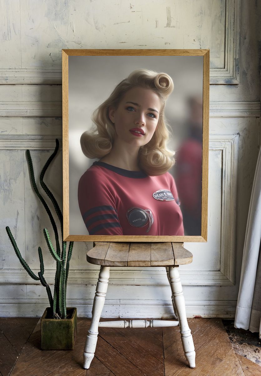 Retro Portrait Illustration Poster. room preview