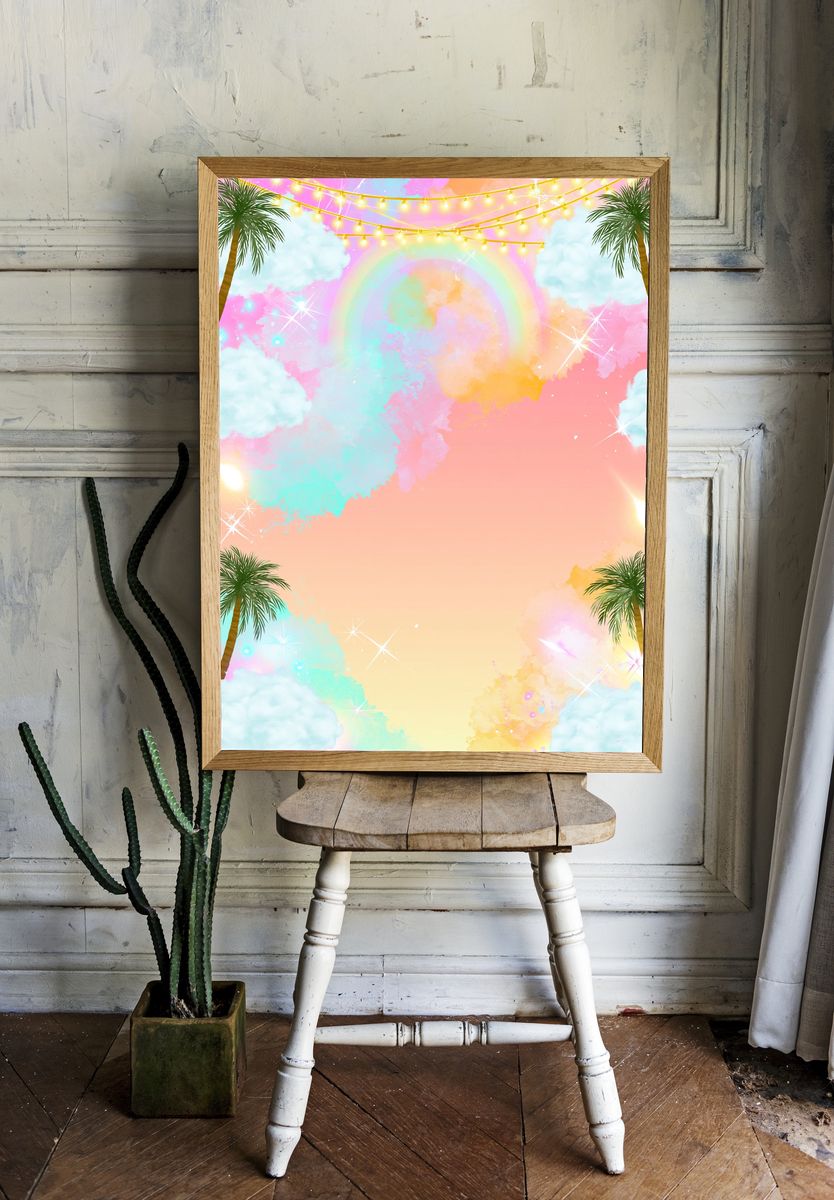 Pastel Rainbow Sky Illustration Poster. — room view 1