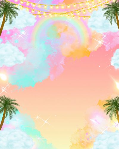Pastel Rainbow Sky Illustration Poster.