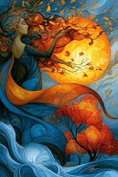 Autumn Moon Goddess Illustration Poster. poster detail