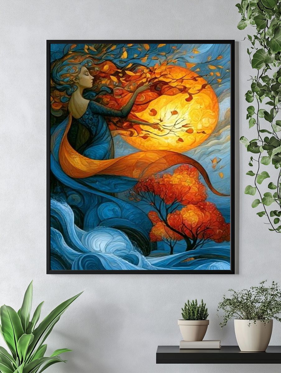 Autumn Moon Goddess Illustration Poster. — room view 4