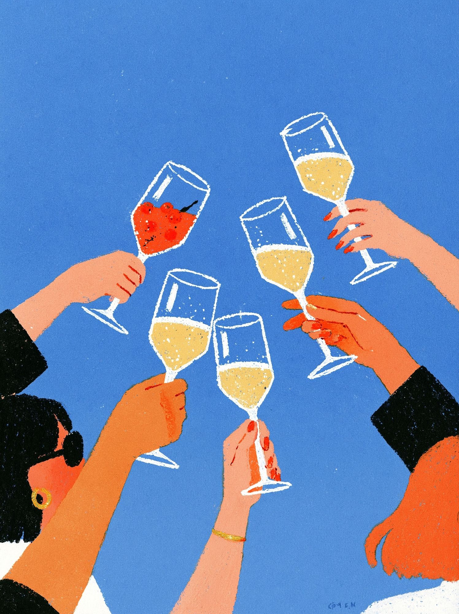 Champagne Toast Illustration Poster. poster — illustration art