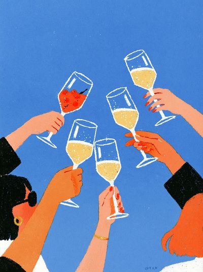 Champagne Toast Illustration Poster. poster