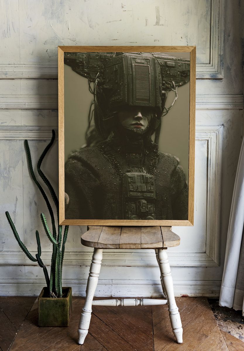 Cybernetic Portrait Sci-Fi Print. room preview