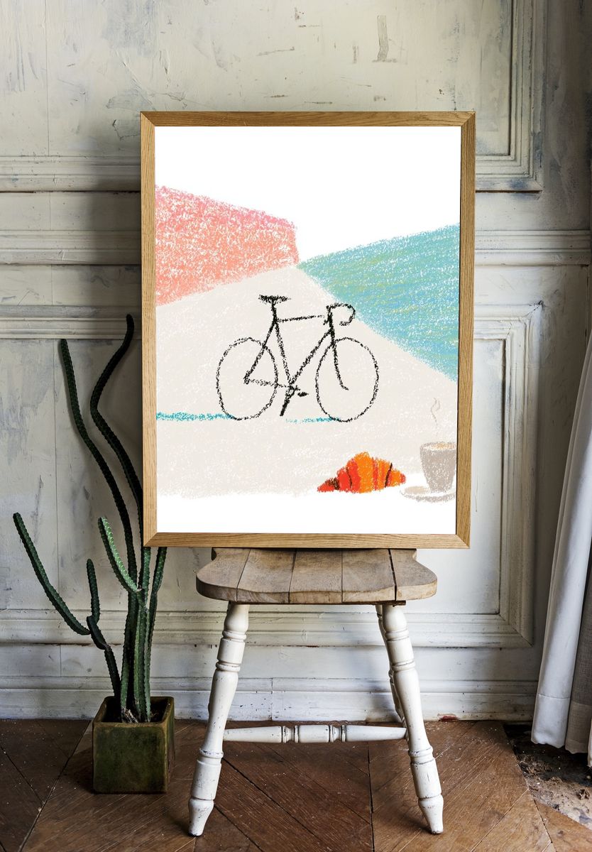 Cycling Morning Sketch Poster. — room view 1
