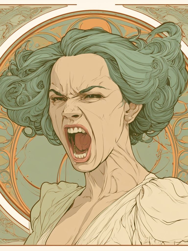Screaming Woman Art Nouveau Poster. poster detail