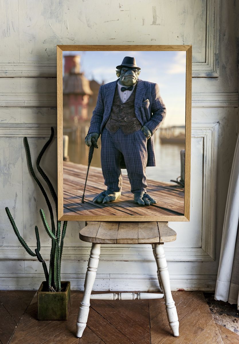 Gentleman Fishman Illustration Poster. room preview