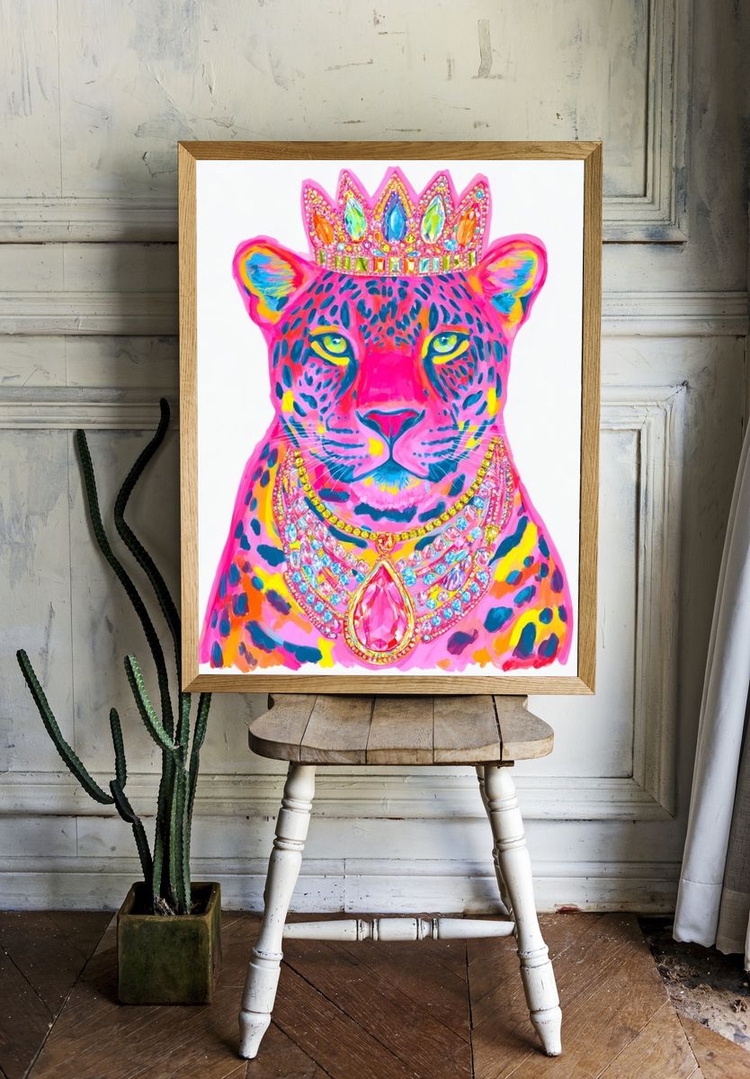 Regal Leopard — Illustration Print. — room view 1