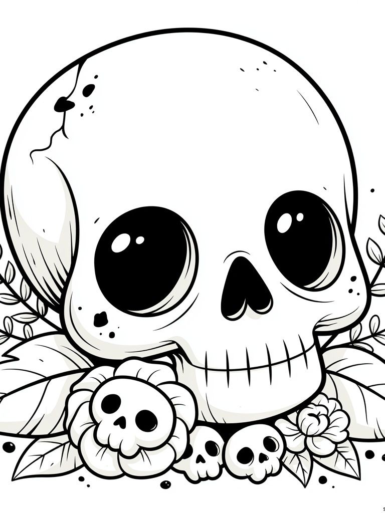 Cute Skull Line Art Poster. poster detail