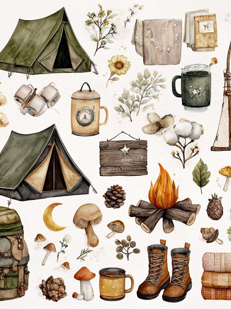 Camping Adventure Watercolor Print. poster — illustration art
