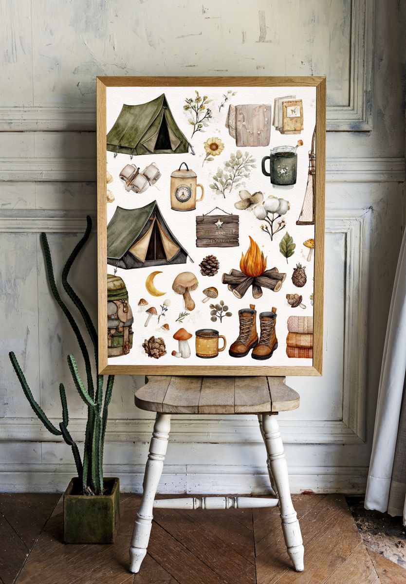 Camping Adventure Watercolor Print. — room view 1