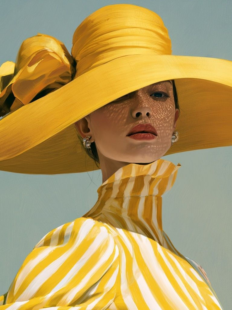 Yellow Hat Fashion Illustration Poster. poster detail