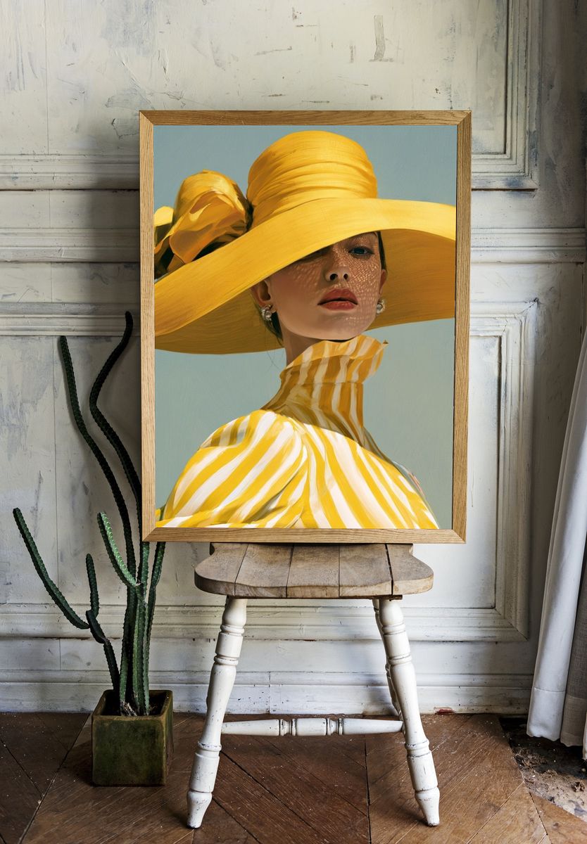 Yellow Hat Fashion Illustration Poster. — room view 1