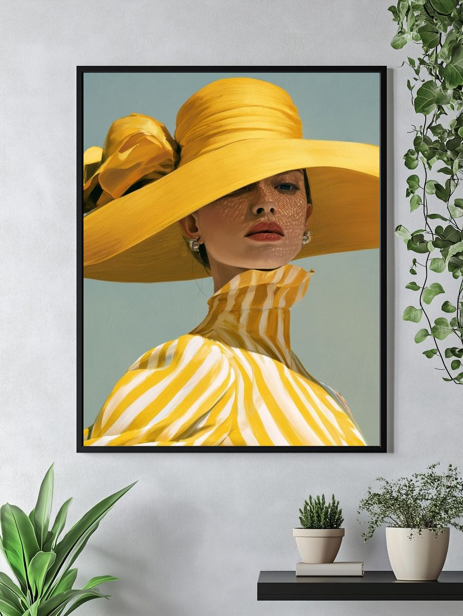 Yellow Hat Fashion Illustration Poster. — room view 4
