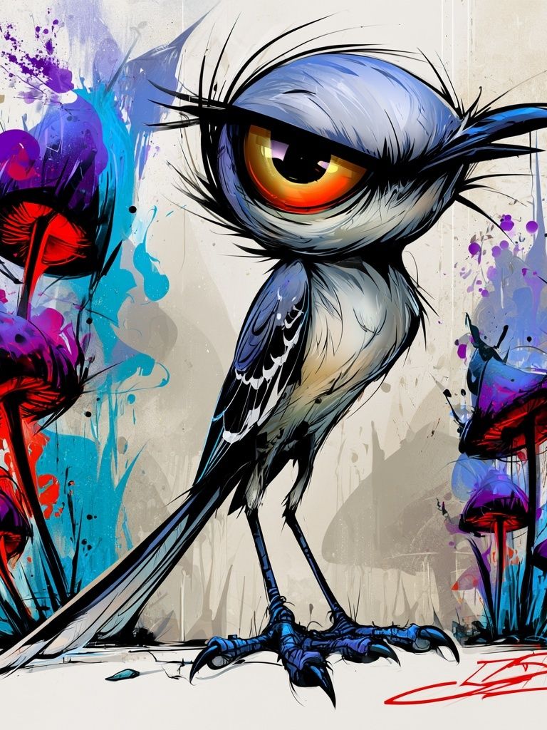 Surreal Bird Graffiti Poster. poster — illustration art