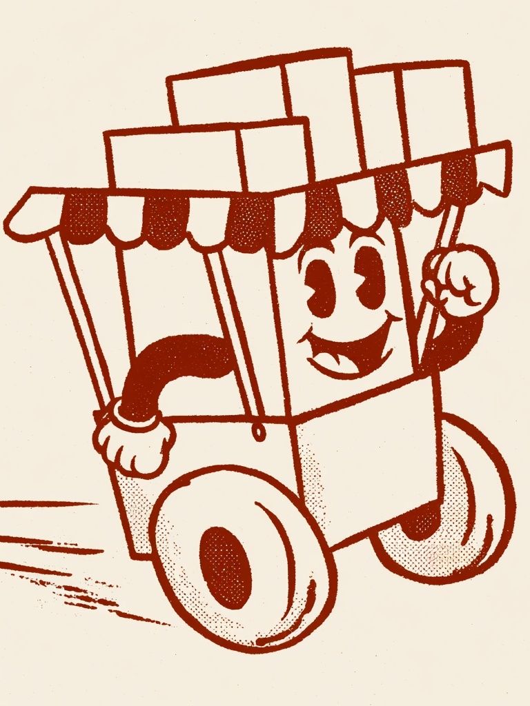 Cartoon Box Car Illustration Poster. poster detail
