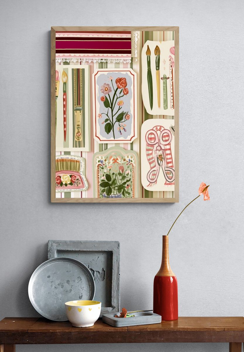 Floral Paintbrush Still Life Poster. — room view 3