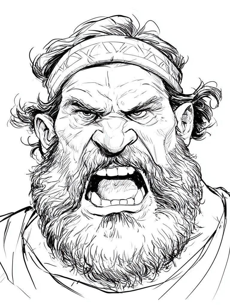 Fierce Warrior Portrait Print. poster — illustration art
