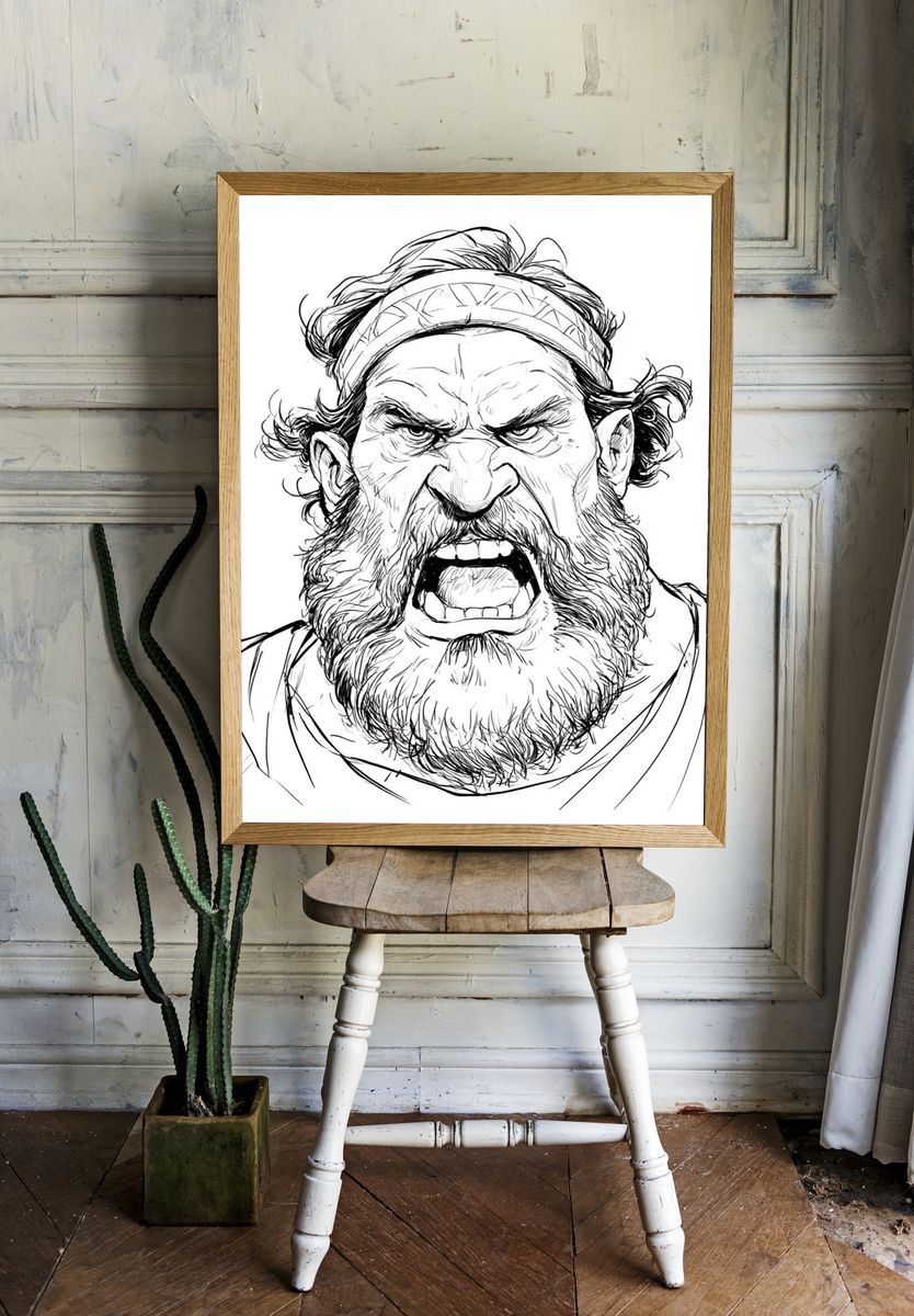 Fierce Warrior Portrait Print. — room view 1