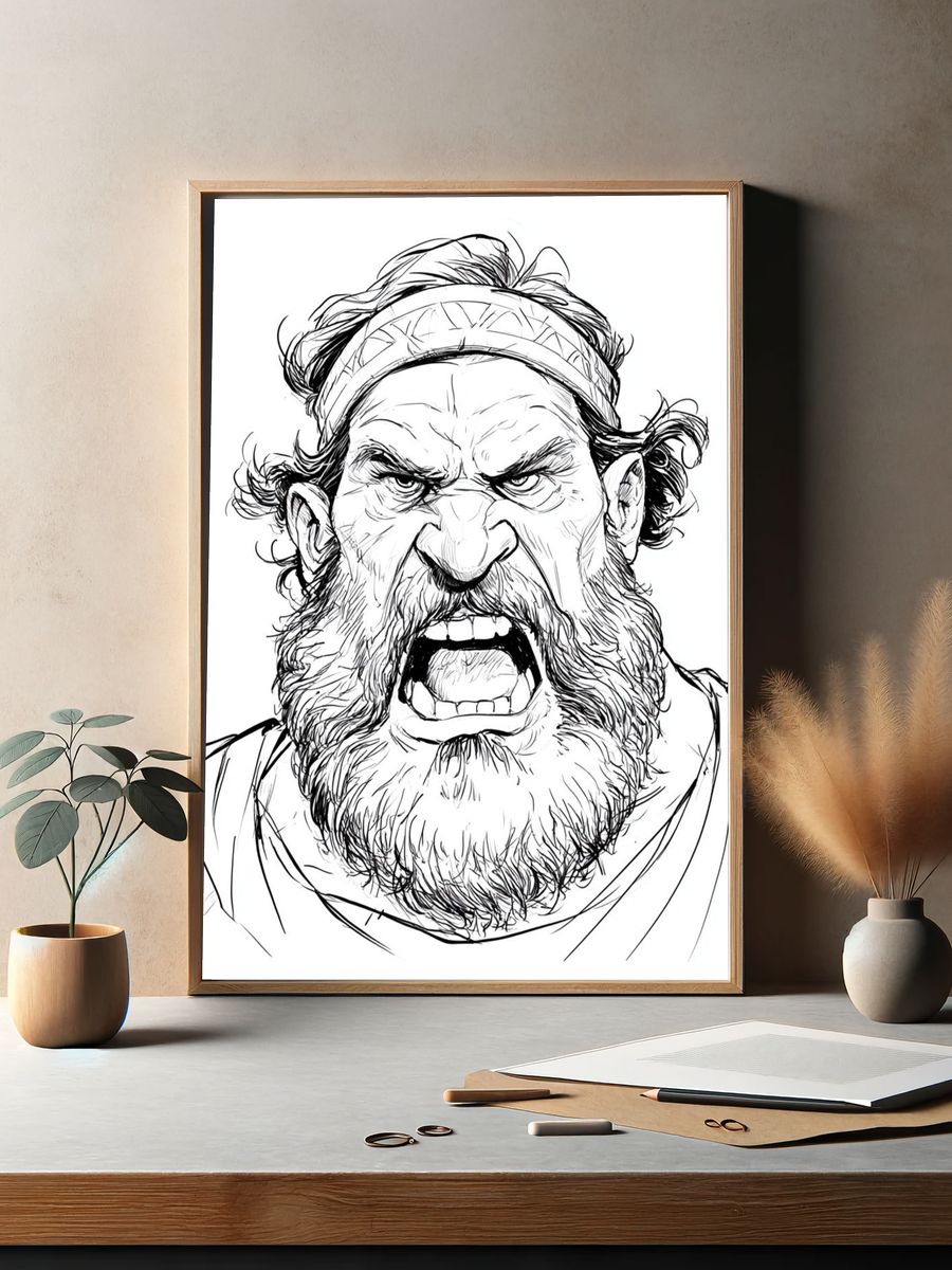 Fierce Warrior Portrait Print. — room view 2