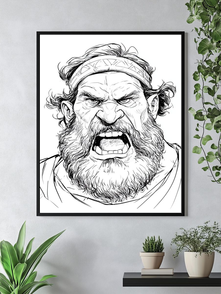 Fierce Warrior Portrait Print. — room view 4