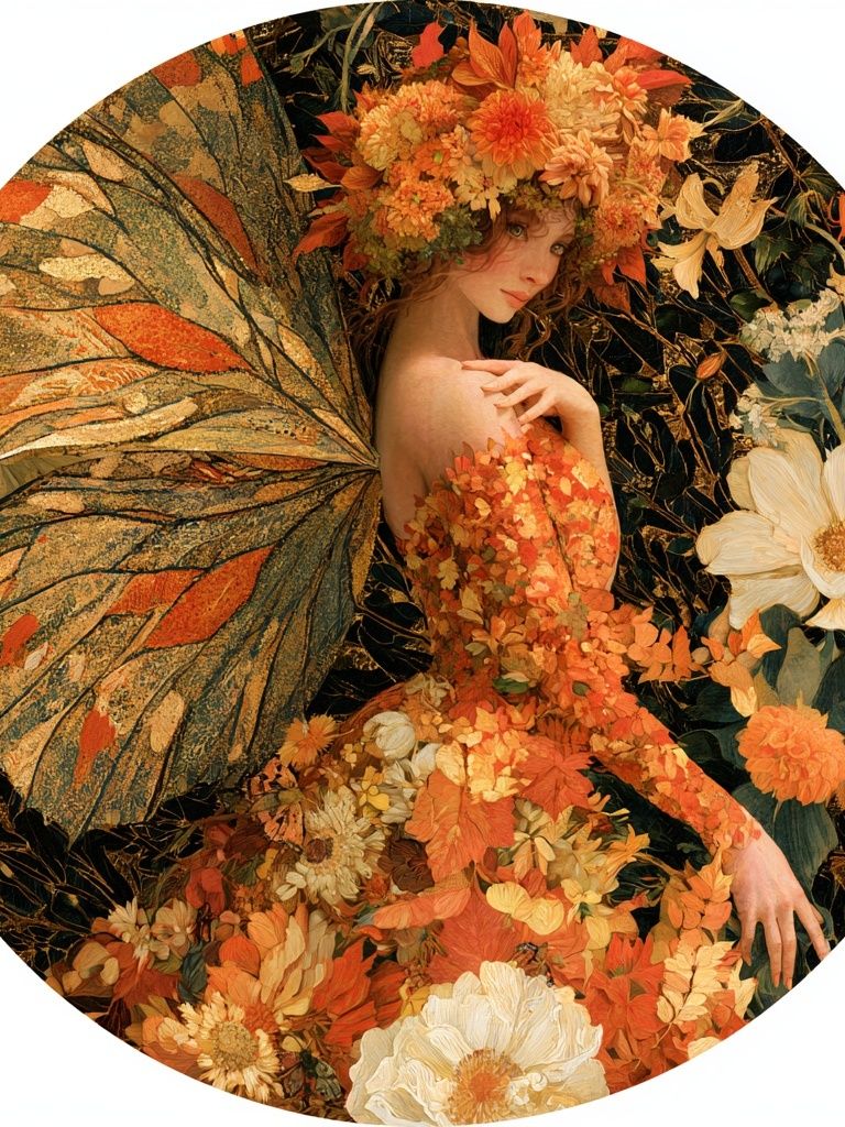 Floral Fairy Portrait Print. poster detail