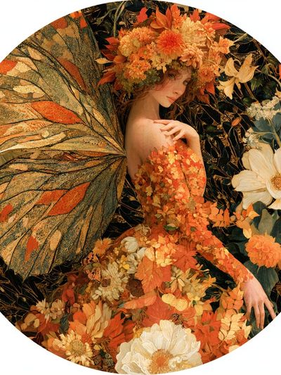Floral Fairy Portrait Print. poster