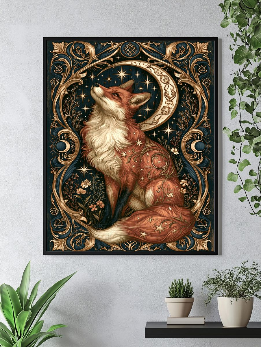 Celestial Fox Art Nouveau Poster. — room view 4