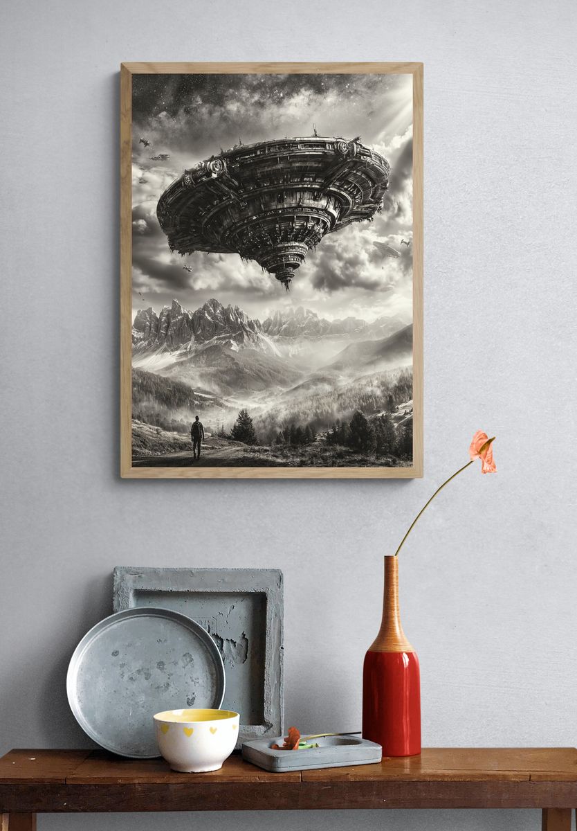 Alien Sky Over Mountains Print. — room view 3