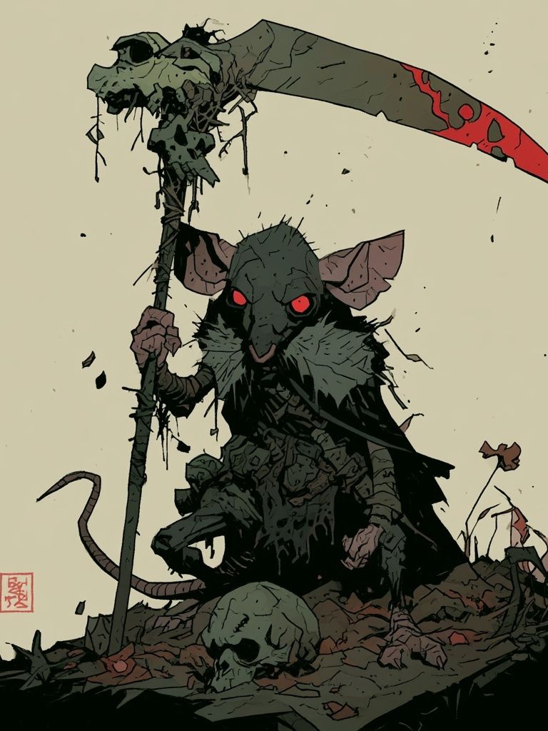 Grim Reaper Rat Illustration Poster. poster detail