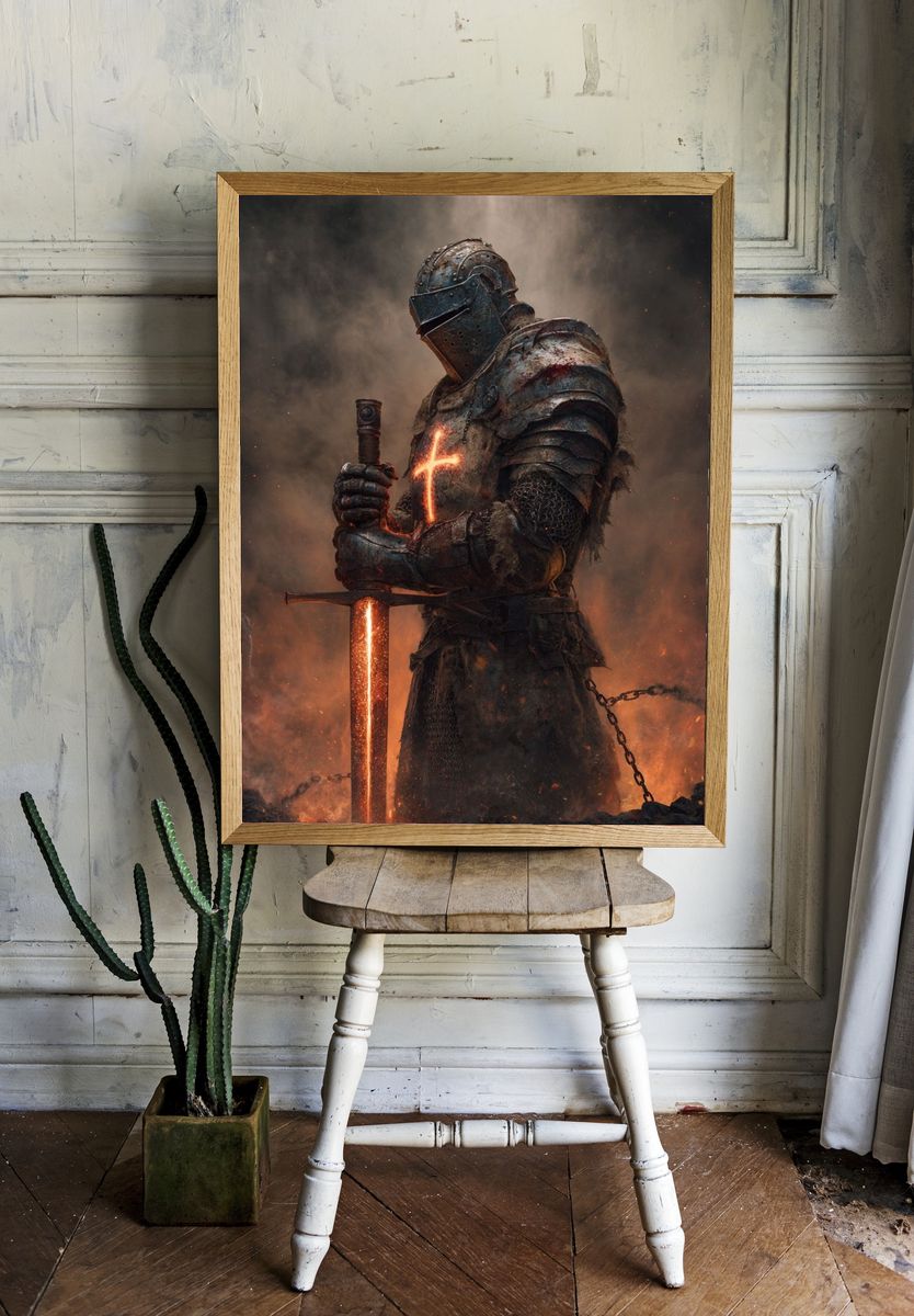 Glowing Knight Fantasy Poster room preview