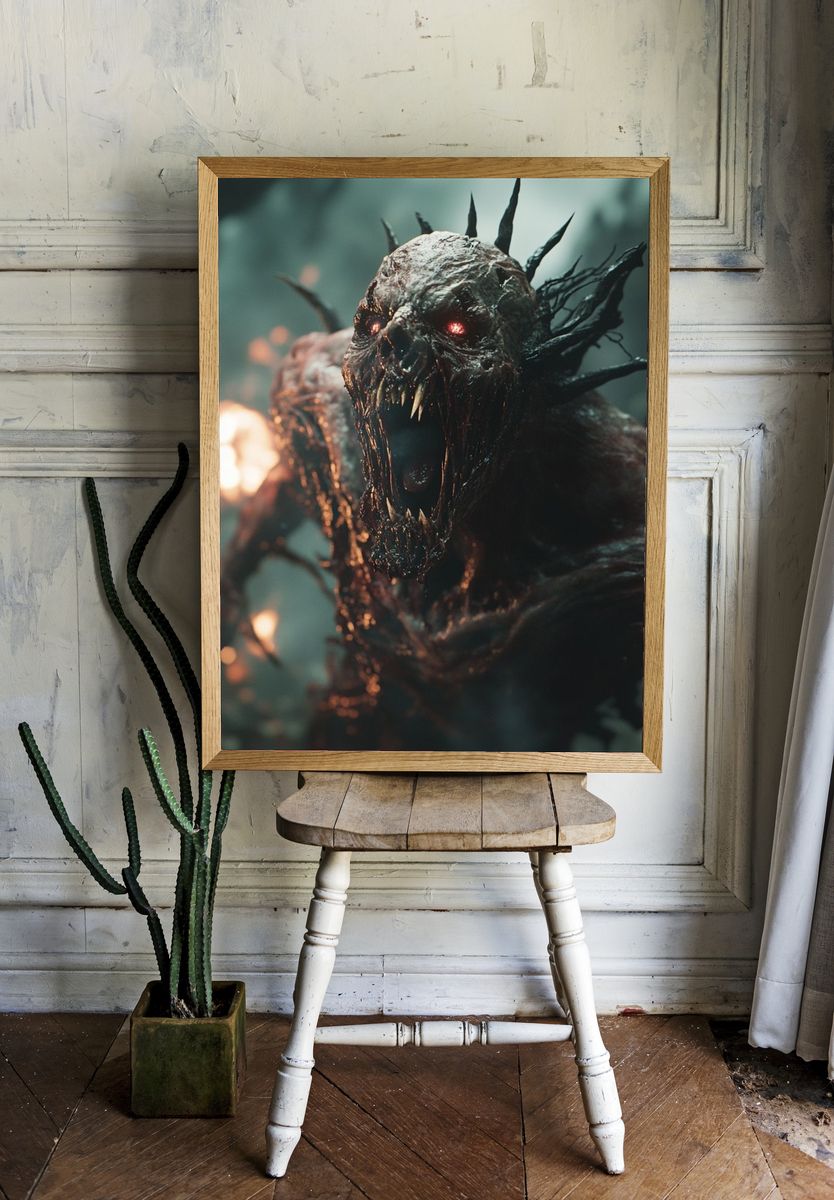 Demonic Skull Horror Poster. room preview